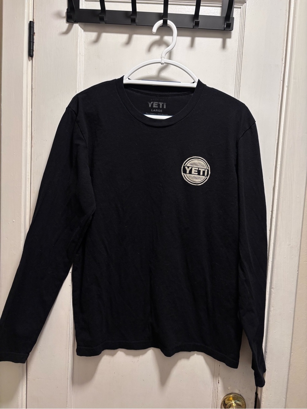 Yeti Black Long-Sleeve Crewneck with Small Logo Patch